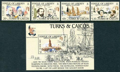 Turka & Caicos 661-665, MNH, Statue of Liberty x1796