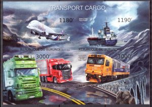 Burundi 2012 Freight Transportation Ships Trucks Trains Sheet Imperf. MNH