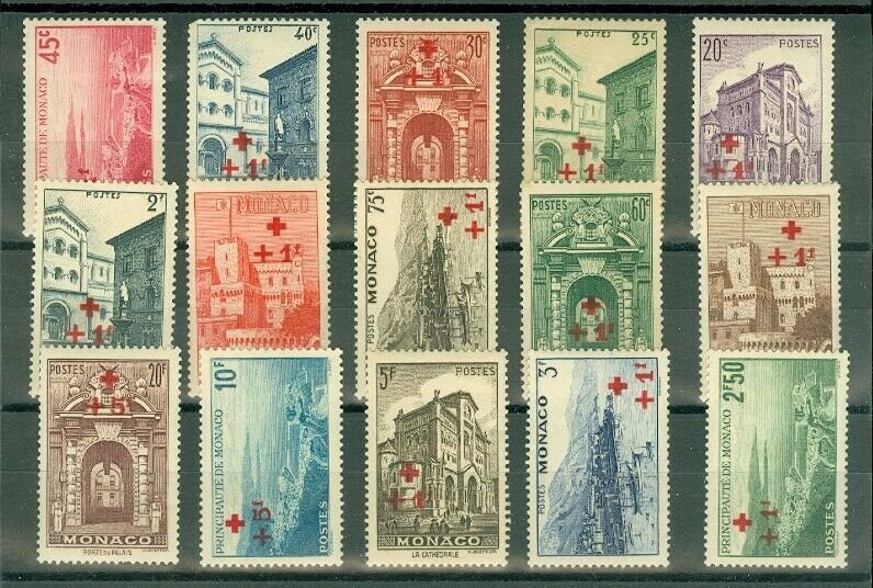 EDW1949SELL : MONACO 1940 Sc #B36-50. 5 Cplt sets. All Fresh & VF MNH. Cat $1500