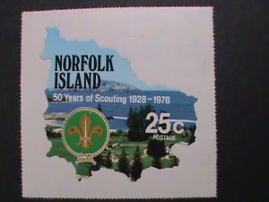 ​NORFOLK ISLAND-1978 SPECIAL SHAPE DIE CUT-80 YEARS OF SCOUTING MNH-WITH LOCO