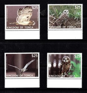 Tonga 2012 Barn Owls  Airmail Express Marginal Set of 4 MNH