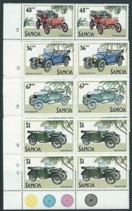 SAMOA 1985 Vintage Cars in plate blocks of 4 MNH...........................41444