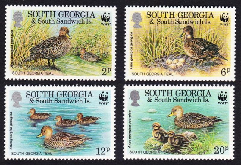 South Georgia WWF Teal 4v SG#214/17 SC#162-65 MI#203-06