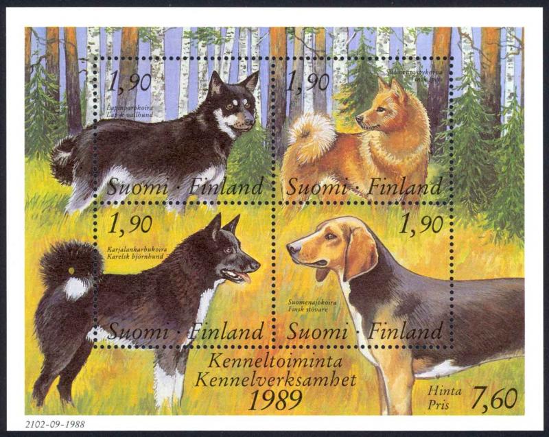 Finland Sc# 794 MNH Souvenir Sheet 1989 Dogs