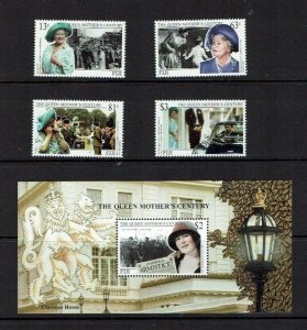 Fiji; 1999, The Queen Mother's Centenary, MNH set + M/Sheet