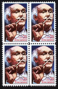 US 2411 MNH VF 25 Cent Arturo Toscanini-Conductor Block of 4