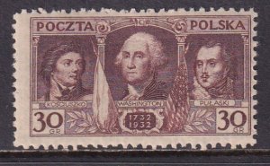 Poland 1932 Sc 267 Kosciuszko Washington Pulaski Stamp MH