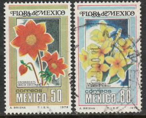 MEXICO 1163-1164 Flora of Mexico - Dahlia and Frangipani. USED (799)