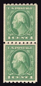 US STAMPS #410 COIL PAIR MINT OG NH POST OFFICE FRESH XF+ CHOICE $80+ LOT #79851