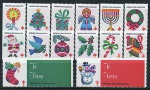 USA WX282 Mint (NH) 1984 Christmas Seal Complete Set of 14 (Perf 13)