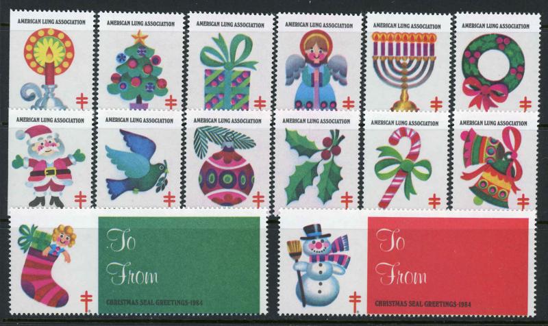 USA WX282 Mint (NH) 1984 Christmas Seal Complete Set of 14 (Perf 13)