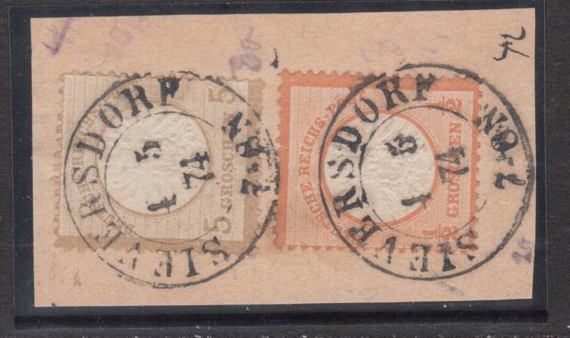 Germany #16 & #20 VF Used On Piece With Dated Cancels