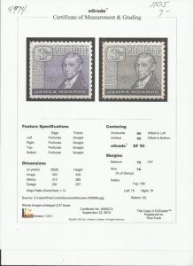 # 1105 MINT NEVER HINGED JAMES MONROE     XF+