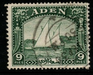 ADEN SG2 1937 9p DEEP GREEN USED