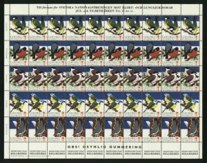 Sweden 1972/73 Christmas Sheet  Unfolded. Winter Birds.