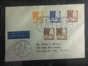 1948 Stockholm Sweden First Day Cover FDC To New York Usa