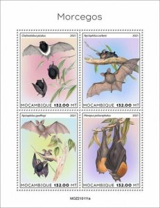 Mozambique 2021 MNH Wild Animals Stamps Bats Flying Mammals Fauna 4v M/S