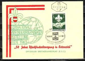 Austria, Scott cat. 684. 50th Anniversary of Scouting issue. First day cover.