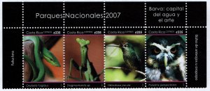 Costa Rica #609  MNH - National Parks top margin strip of 4 (2007)