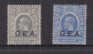 TANGANYIKA, 1921 GEA, KGV, Script CA 12c. & 15c., lhm.