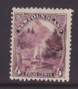 Newfoundland-Sc#134- id22-unused NH og 4c Humber River-red violet shade-1923-4-