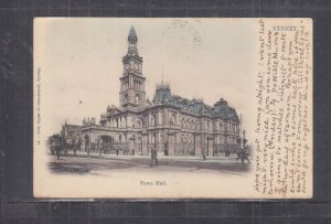 NEW SOUTH WALES, 221, HUNTER'S HILL cds., 1906 ppc. Town Hall 1d. to Harris Park