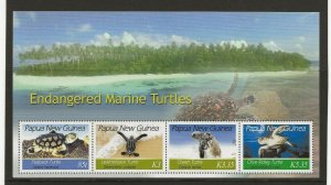 Papua New Guinea 2007 Endangered Turtles  sheet of 4 values sg.MS1164  MNH