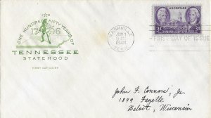 1946 FDC, #941, 3c Tennessee 150th, House of Farnam