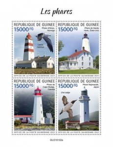 Guinea - 2021 Lighthouses and Birds - 4 Stamp Sheet - GU210132a