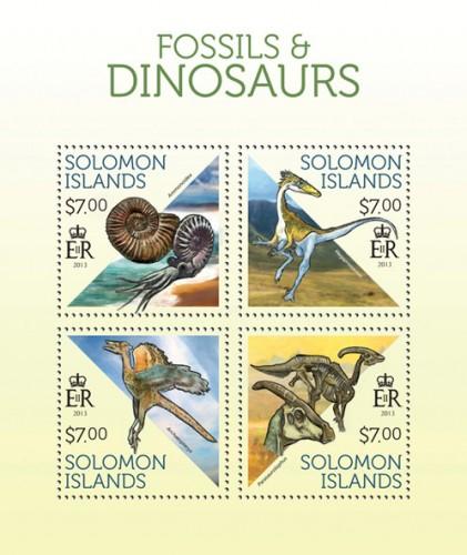 SOLOMON ISLANDS 2013 SHEET FOSSILS DINOSAURS slm13701a