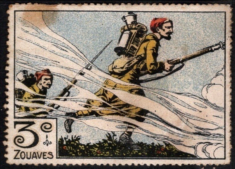 1914 WW One France Delandre Poster Stamp 3rd Regiment Zouaves (French Infantry)