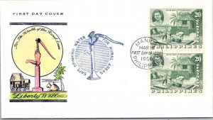 Philippines FDC 1956 - Liberty Well - 2x20c Stamp - Pair - F43357