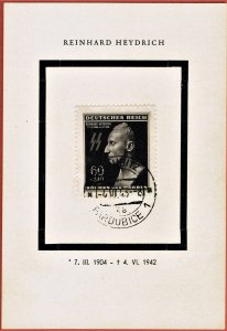 [sto708] 1943 Olmutz Germany Bohemia Commemorative Sheet Reinhard heydrich