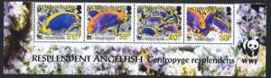 Ascension WWF Resplendent Angelfish Bottom Strip of 4v with WWF Logo SG#962-965