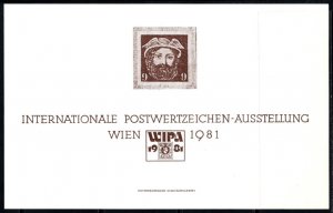 1981 Austria Commemorative Sheet WIPA International Postal Stamp Exhibition