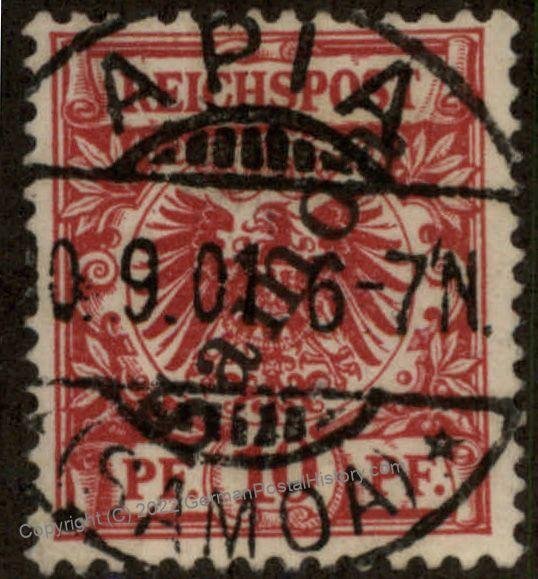 Germany Colonies 1900 Samoa APIA KDPA Mi3 OP 10pf Krone Adler Used 102277