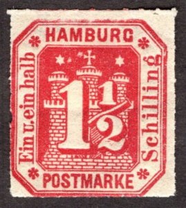 1866, Hamburg 1 1/2Sch, MNG, Sc 25