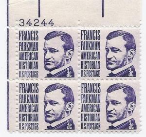 U S # 1281 - 3c Plate block of 4 - Francis Parkman CV$0.25