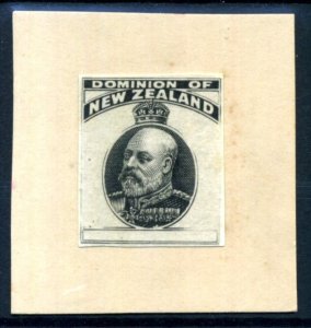 New Zealand Edward VII 1/2d Die Proof, typed Marked 1 on back, Unique