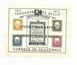 GUATEMALA 1974 Football World Cup Munich 74 Overprinted souvenir sheet from 1971