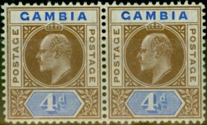 Gambia 1906 4d Brown & Ultramarine SG62 Fine MNH Pair 