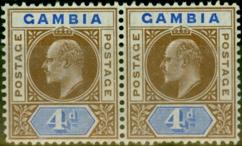 Gambia 1906 4d Brown & Ultramarine SG62 Fine MNH Pair 