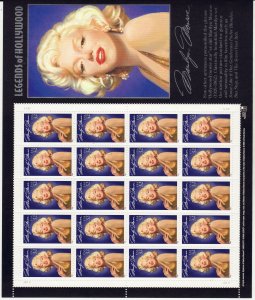 1995 U.S 32¢ Legends of Hollywood Marilyn Monroe complete sheet MNH Sc# 2967