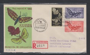 Spanish Sahara #142-44  (1964 Butterflies set) on addressed cachet FDC