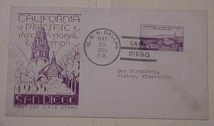 US FDC  EXPO SAN DIEGO USS DALLAS 1935 MAY 29   CACHET ADDRESSED