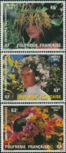 French Polynesia 1984 Sc#400-402,SG433-435 Floral Headdresses set MLH