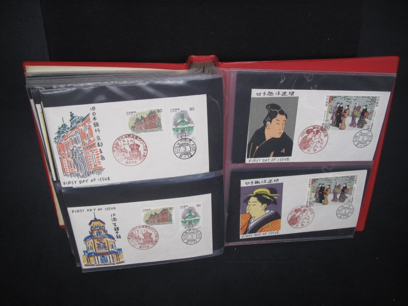 1955-1956 Japan Woodblock FDC Collection 100+