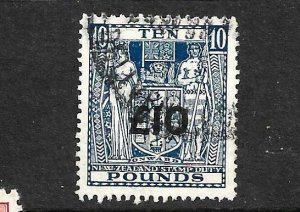 NEW ZEALAND ARMS 10pound BLUE OVPT FU POSTAL CANCEL