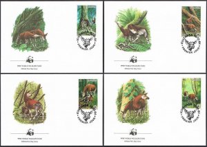 Zaire 1168-1171 four FDC,MNH.Michel 875-878. WWF 1984.Okapi.