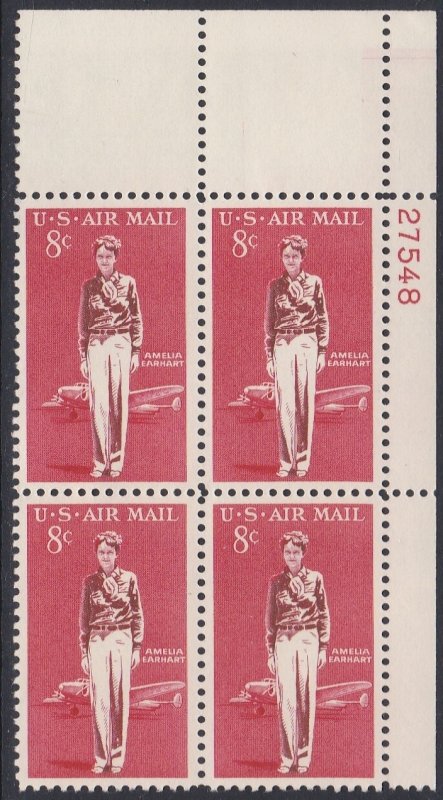 C68 Amelia Earhart Plate Block MNH